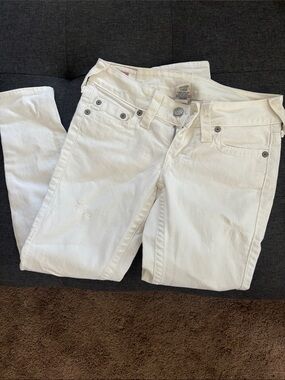 Women's Skinny White Denim Jeans - Classic Clean Look